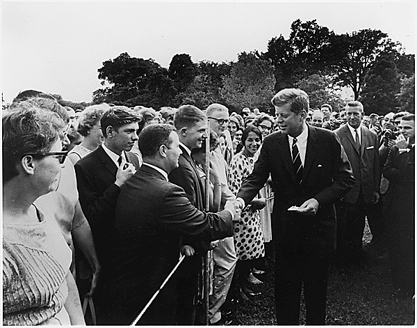 JFK with Peace Corp volunteers, 1961