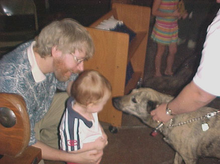 dog and child check each other out